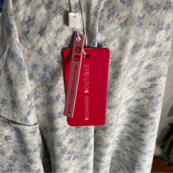 NWT BEGINNING BOUTIQUE | Green Floral "The Last Time Halter" Wrap Dress - Picture 9 of 11